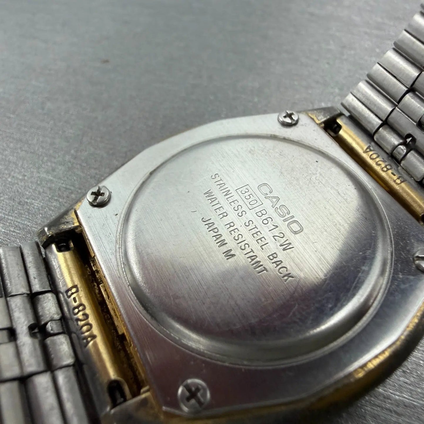 Casio B612W Watch Men 35mm Digital Gold Tone Date Round New Battery 350 VTG9