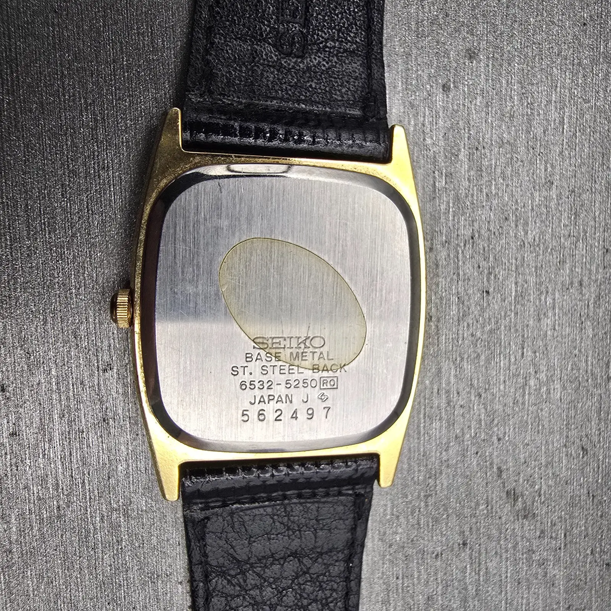 Seiko Watch Men 27mm Gold Dial Gold Tone Date Rectangle 6532-5250 New Battery10