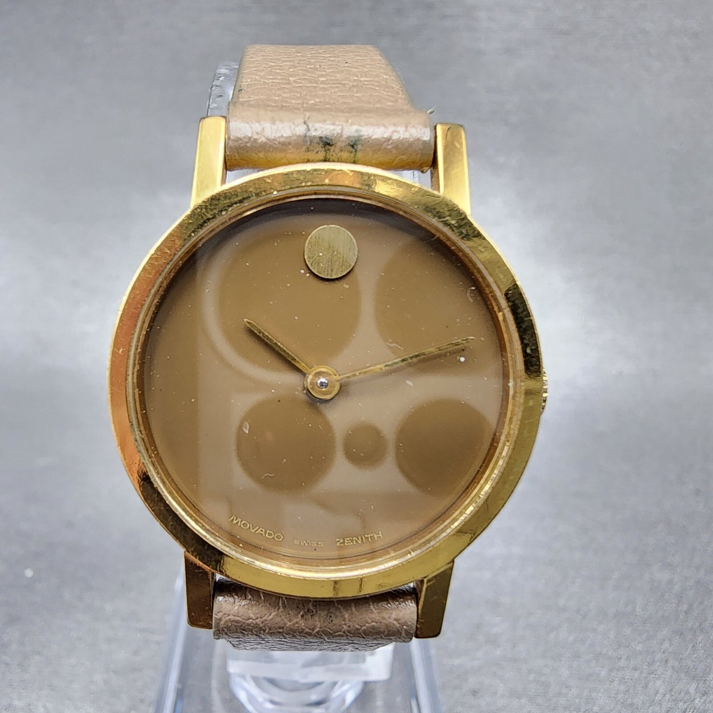 VTG Movado Muesum Watch Women 25mm brown Dial Gold Plated Manual Wind Runs