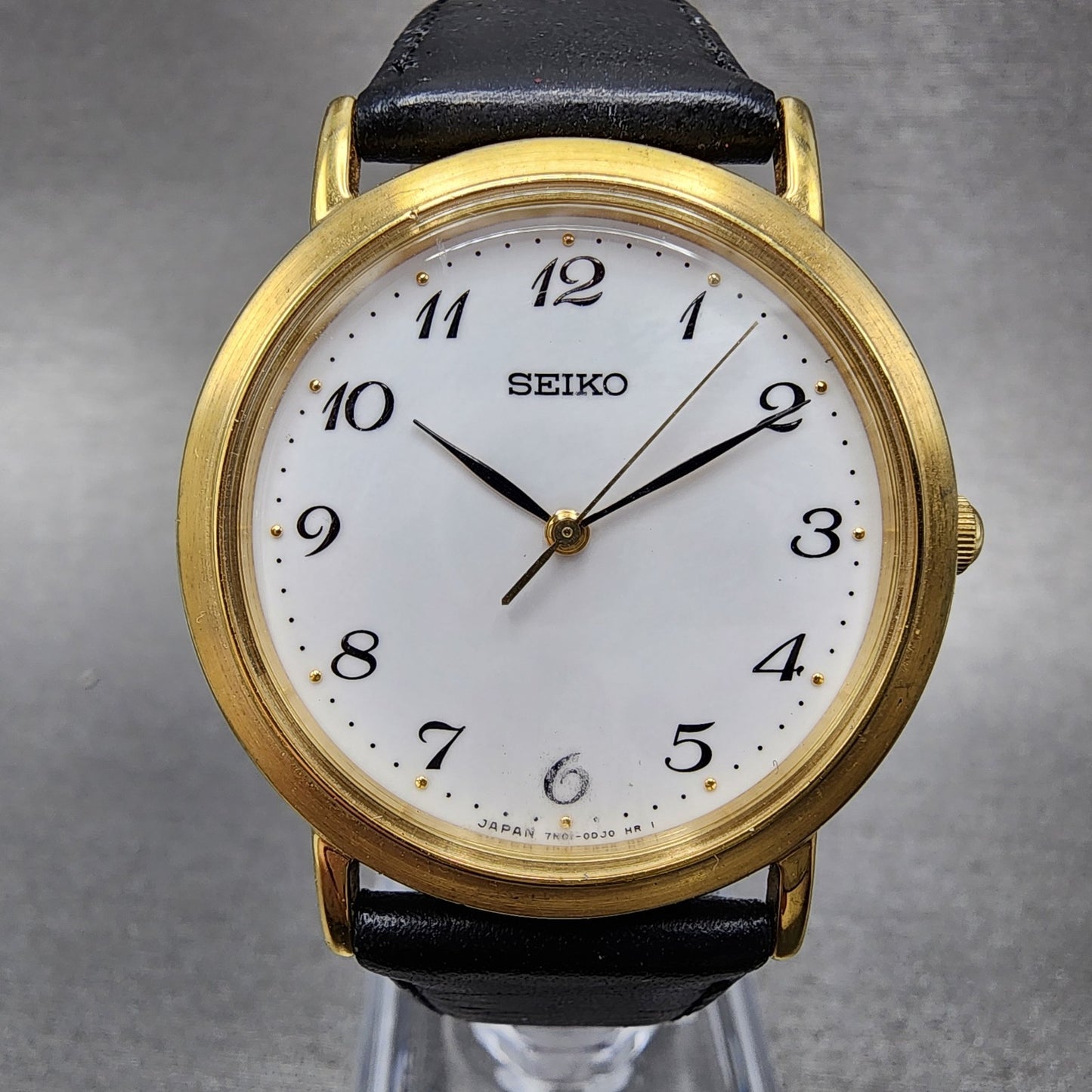 Seiko Watch Men 33mm White Dial Gold Tone 7n01-0bh0 New Battery