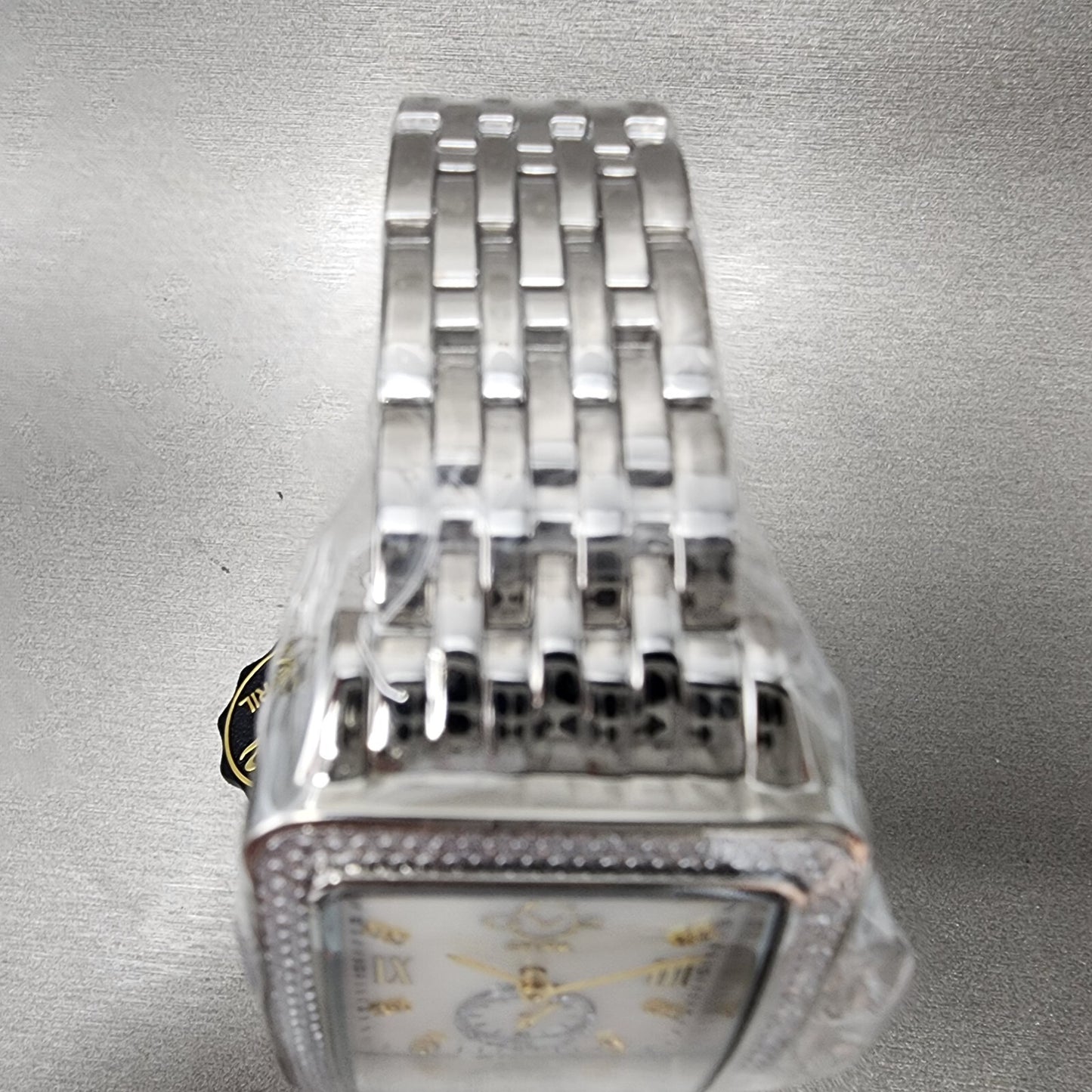 Gevril GV2 Bari Tank Watch Women 31mm MOP Dial Steel Diamond bezel Small Seconds