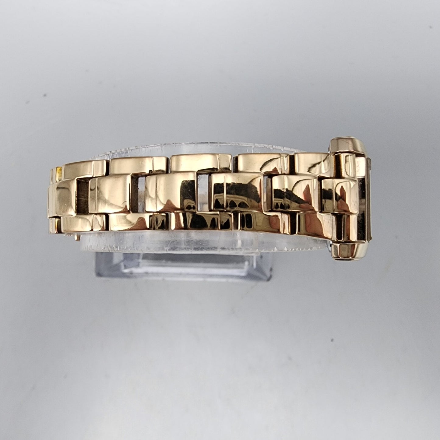 Spica Tic Tac Watch Women Rose Gold Tone Cream Dial Solar 19mm Rectangle Works