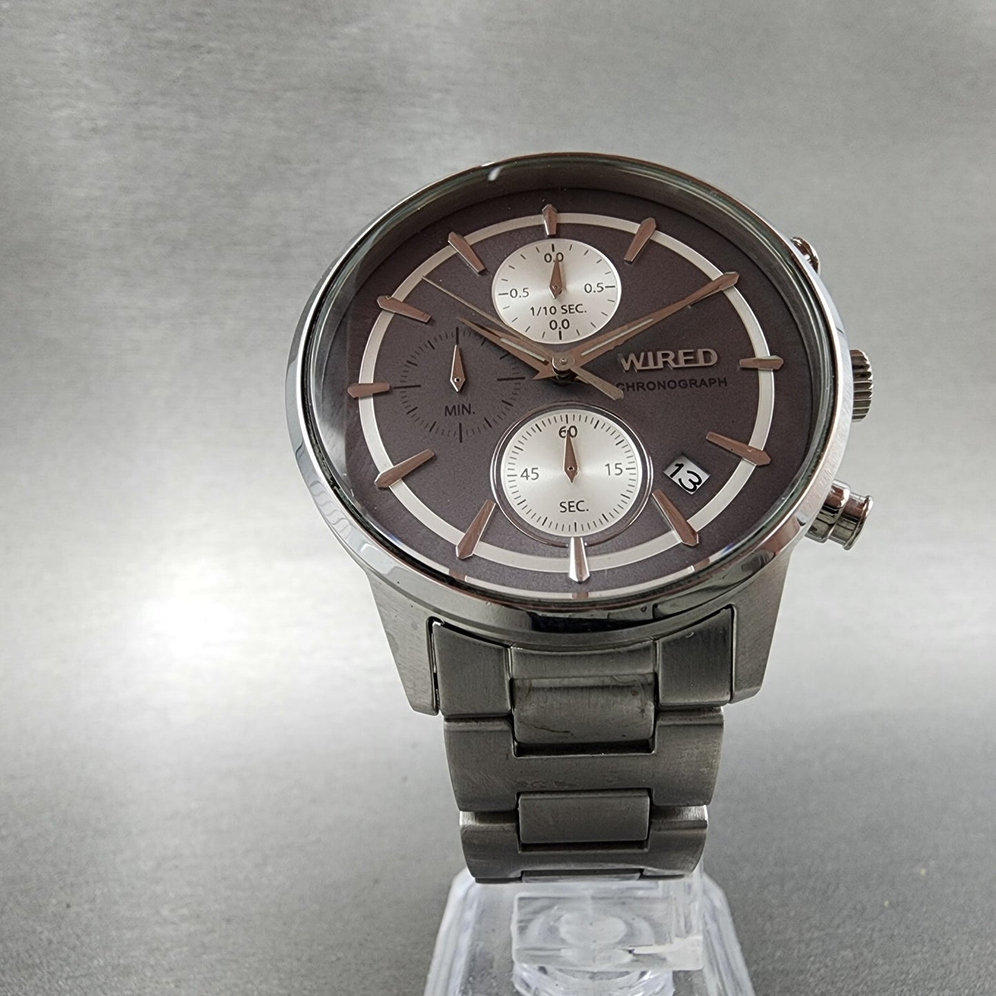 Seiko Wired Chronograph Watch Men 40mm Silver Dial Steel Date Vd57-kjd0 New Batt