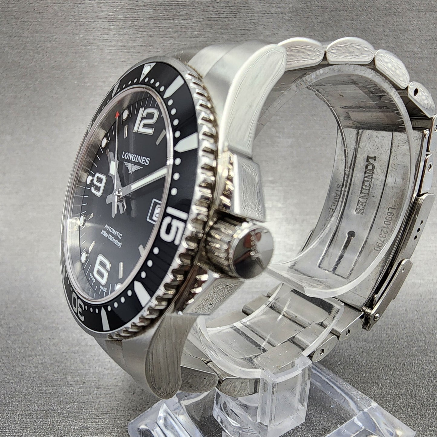 Longines Hydraconquest Automatic Watch Men 42mm Black Dial Steel Date L3.742.4