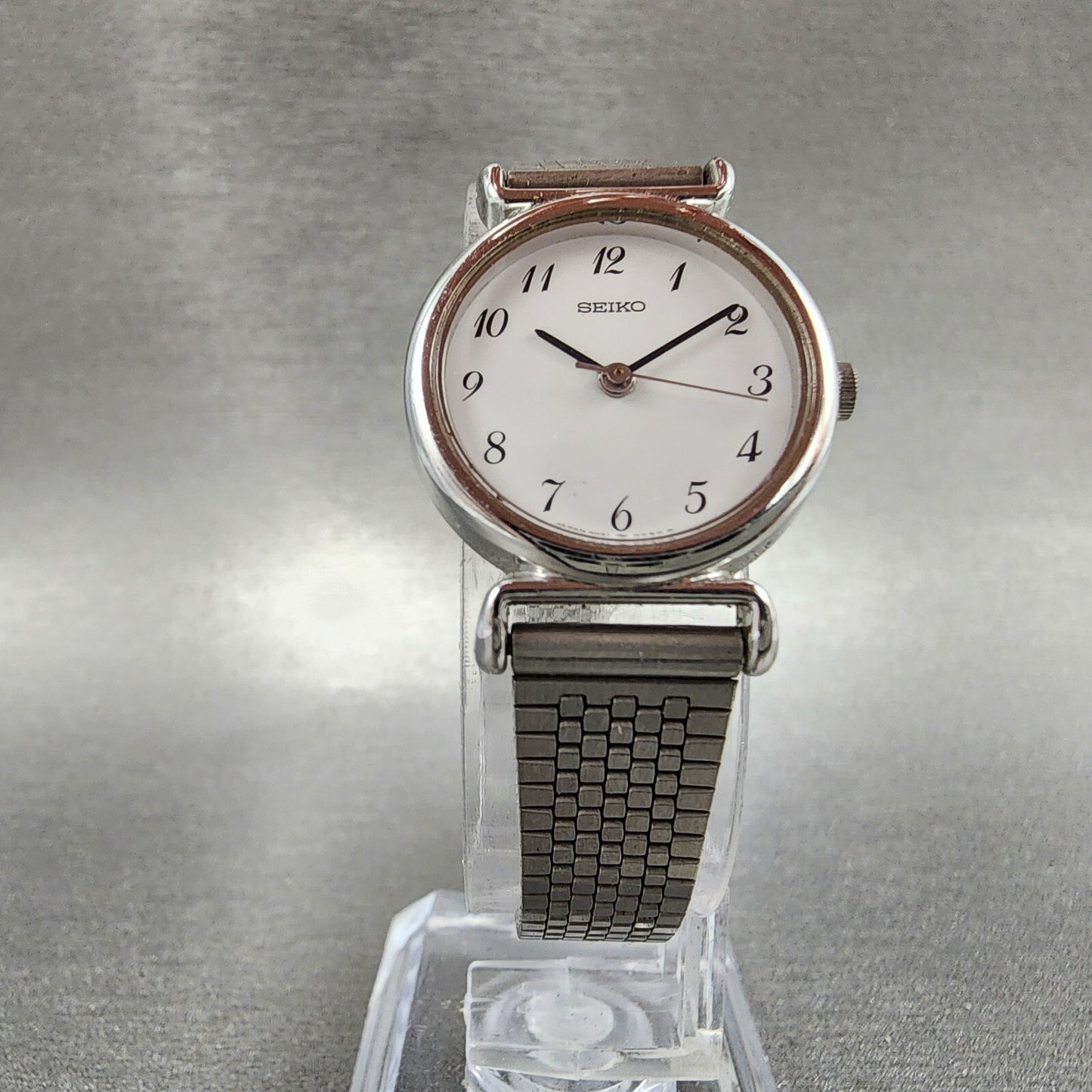 Seiko Watch Women 22mm White Dial Silver Tone Round 4N21-0052 New Battery