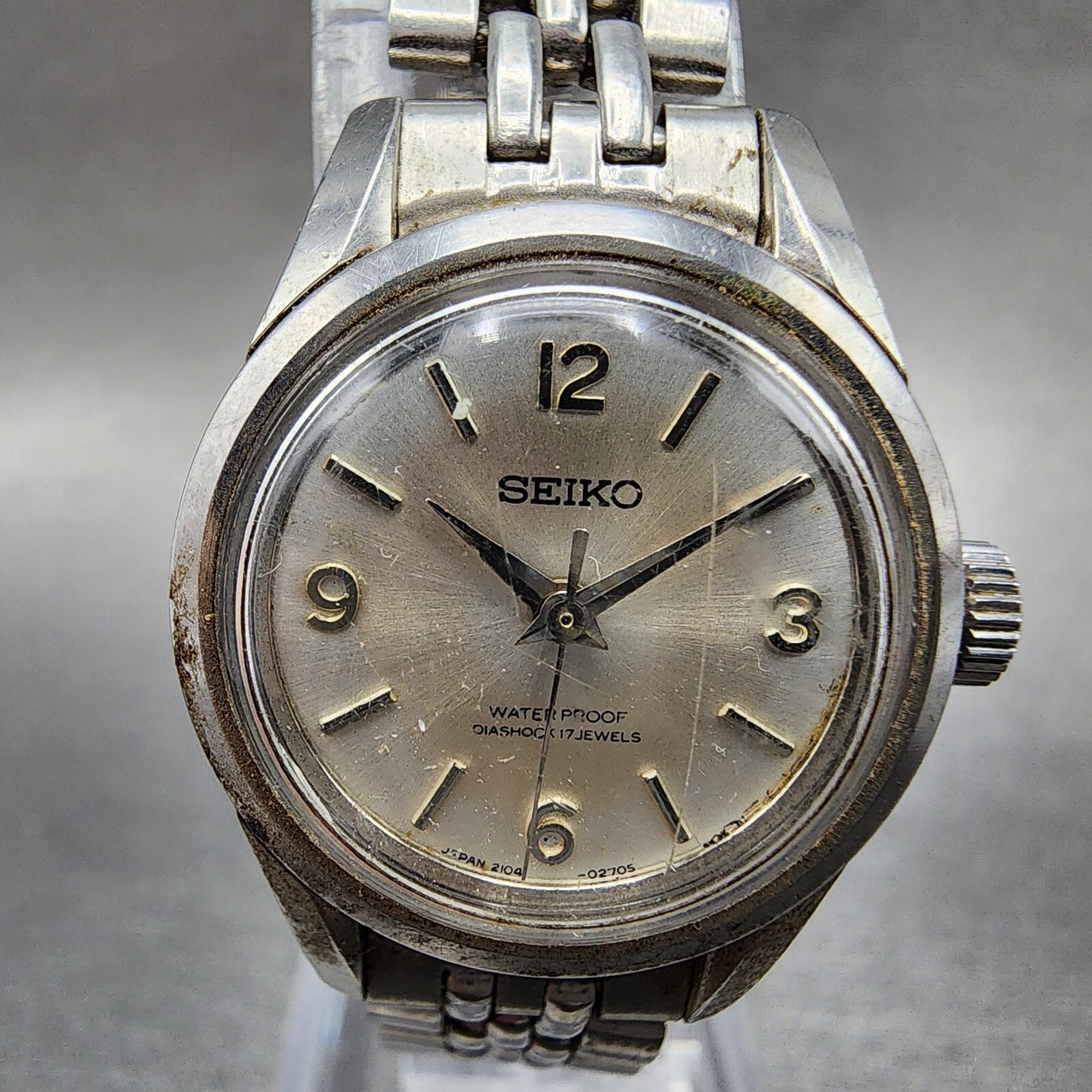 Seiko Watch Women 23mm Silver Dial Steel Round Manual Wind 2104-0091 PARTS