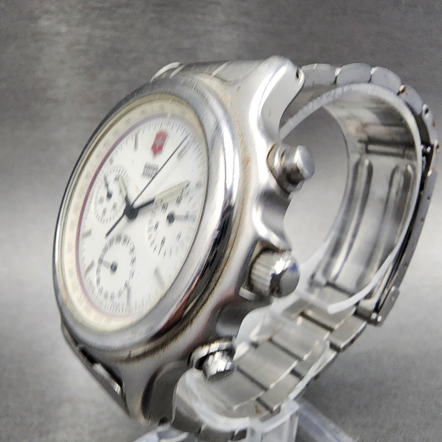 Victorinox Swiss Army Classic Chronograph Watch Men 40mm White Dial Steel READ!!