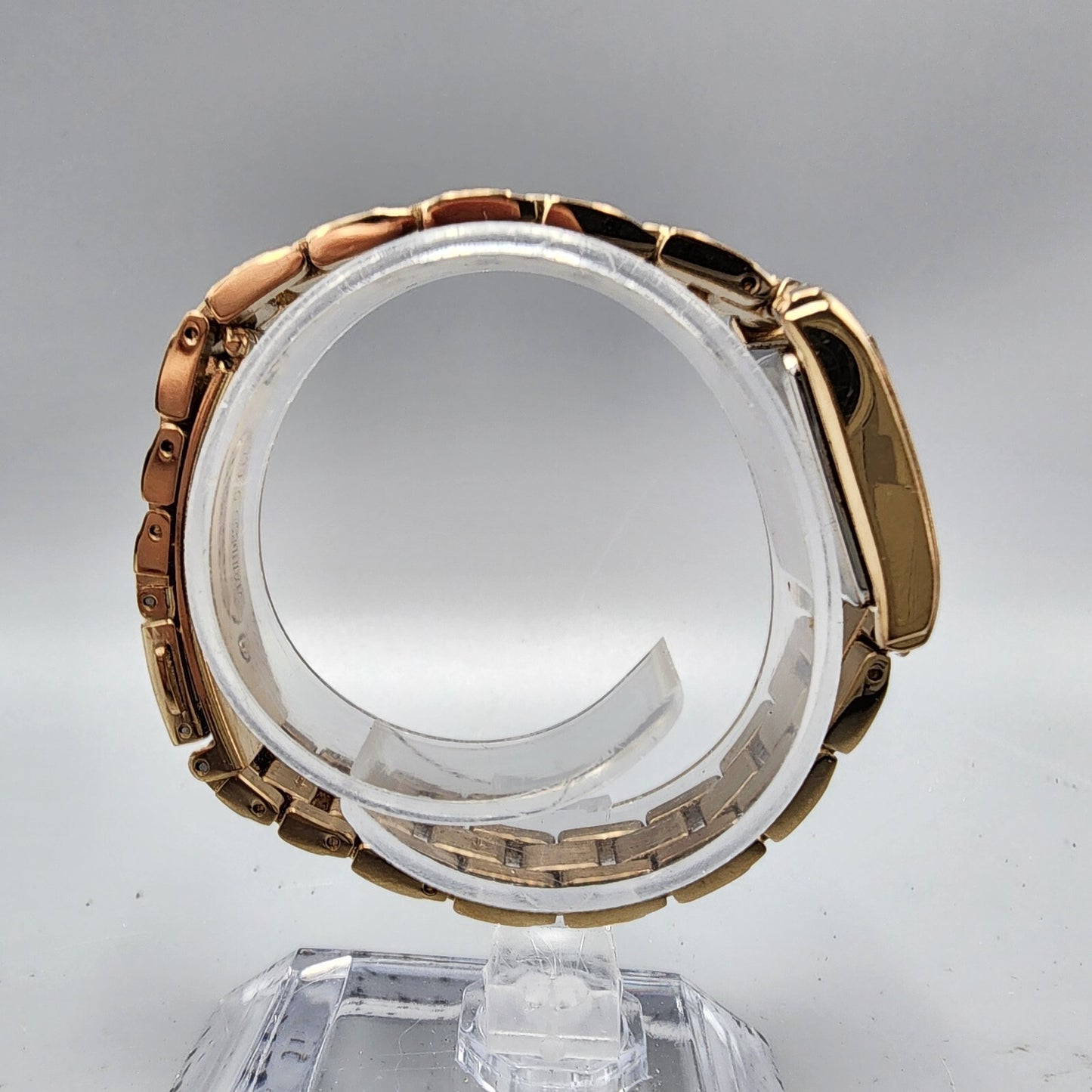 Spica Tic Tac Watch Women Rose Gold Tone Cream Dial Solar 19mm Rectangle Works