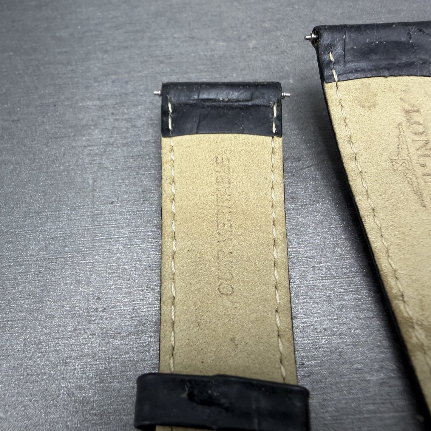 Longines Leather Band 20mm Black Crocodile grain Vintage Silver Buckle12