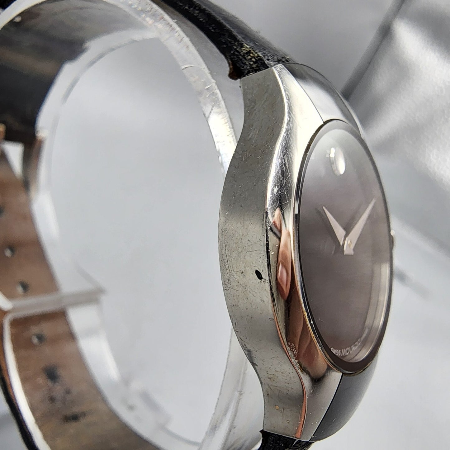 Movado Allia Watch Women 26mm Black Dial Silver Black Tone Round New Battery