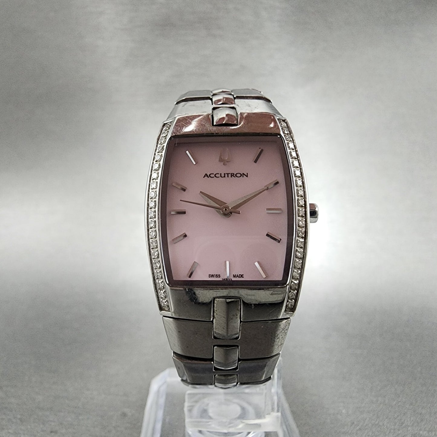 Bulova Accutron Watch Women 22mm MOP Dial Steel NO BACK !!!! 26R33 New Battery