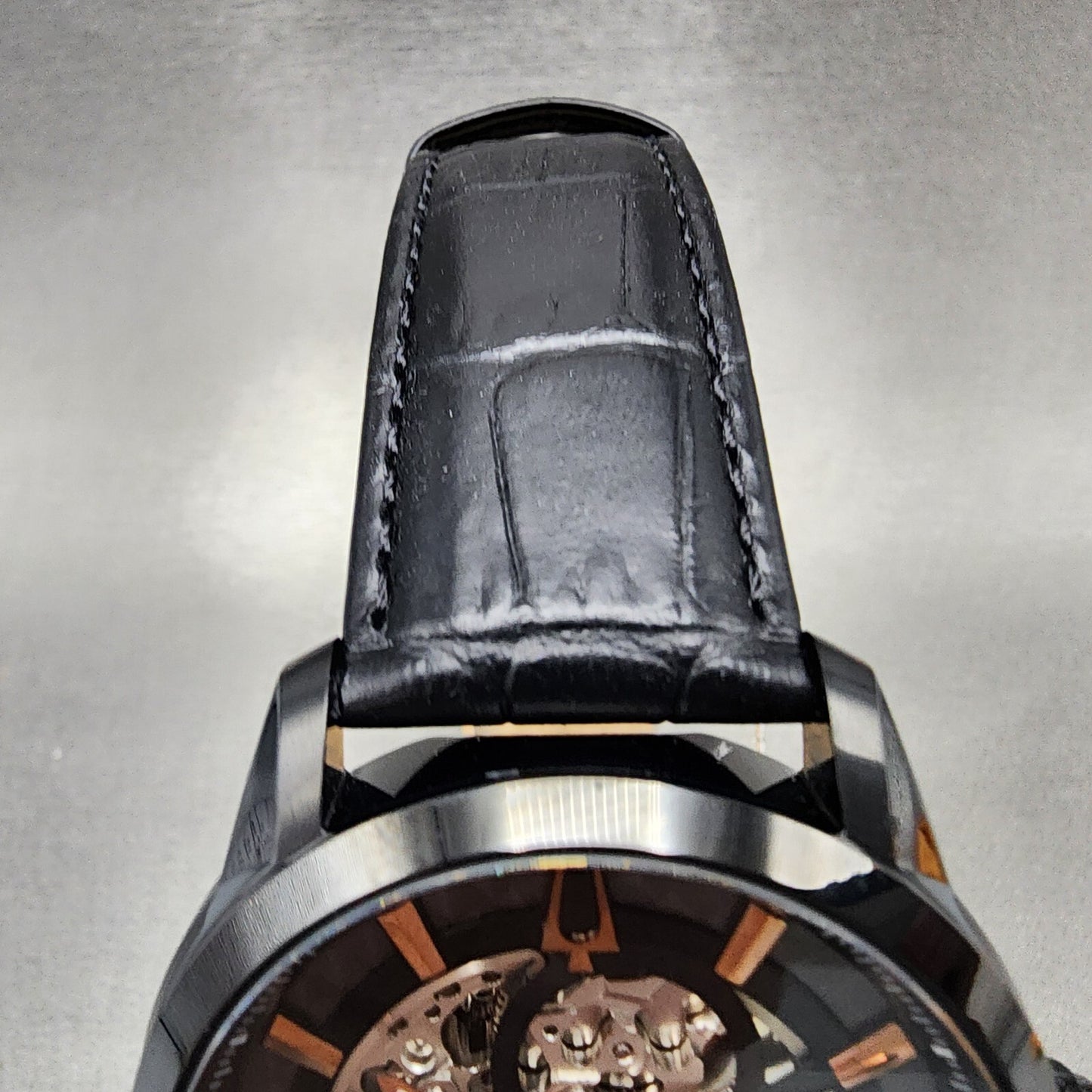 Bulova Sutton Watch Men 43mm Skeleton Dial Black Tone Round Automatic 98A283 B12