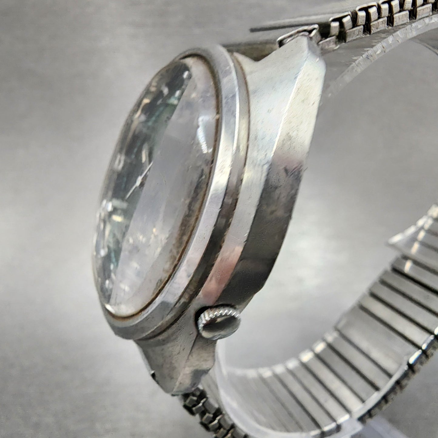 Seiko 5Actus Watch Men 37mm Green Dial Silver Tone Daydate 7019-7210 Runs READ!!