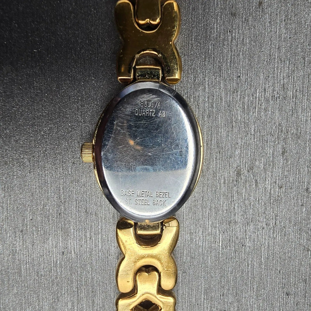 Bulova Watch Women 16mm MOP Dial Gold Tone Crystal Bezel Oval 98R51 New Battery10