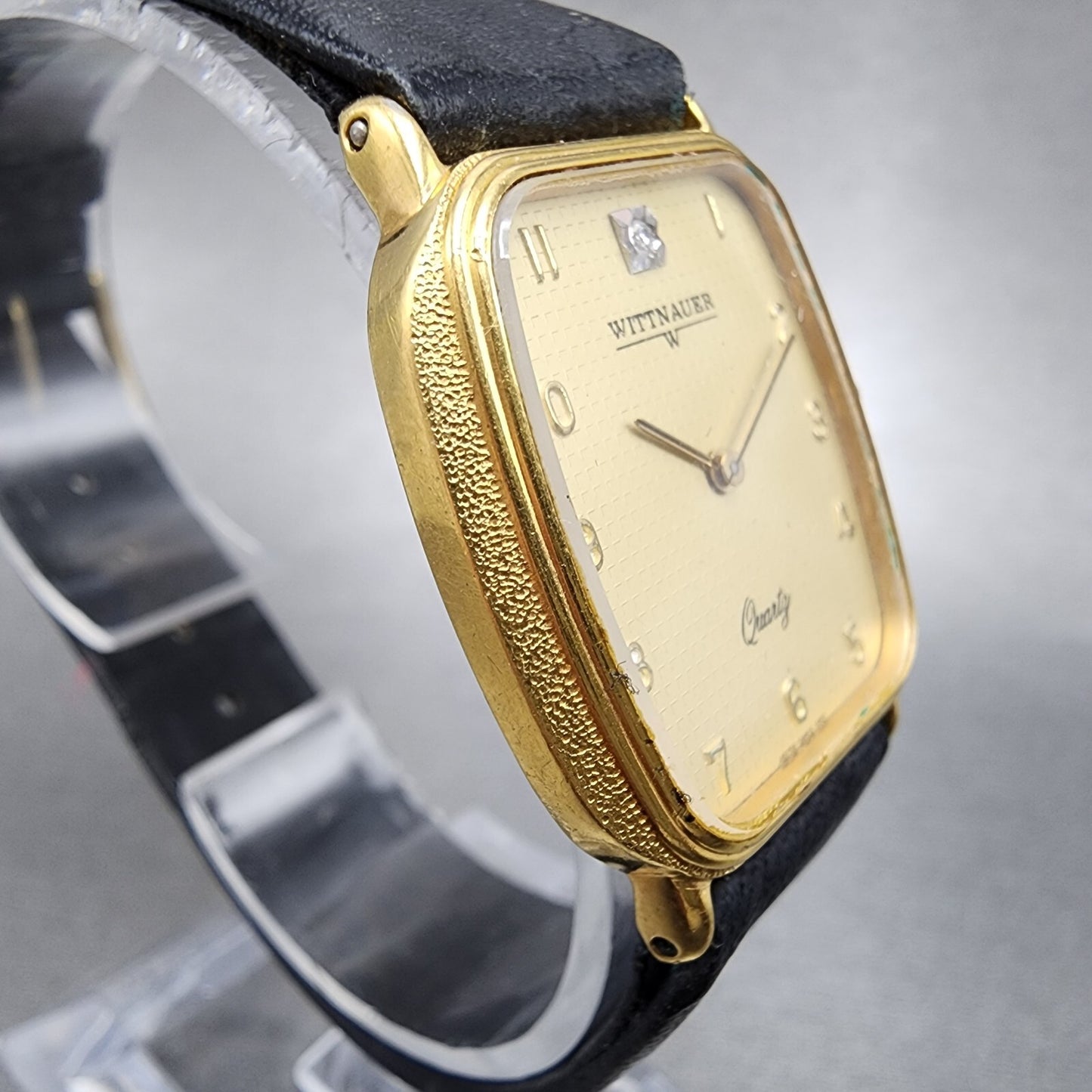Wittnauer Tank Watch Men 26mm Champagne Dial Gold Tone Rectangle New Battery