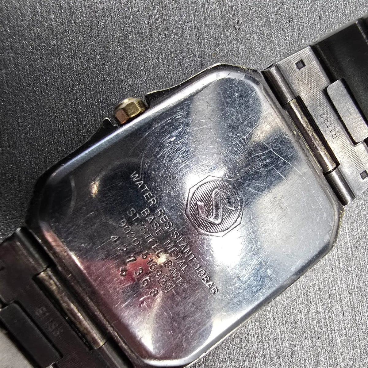 Seiko Watch Men 27mm Gray Dial Two Tone Rectangle 9020-5169 New Battery Neo VTG10
