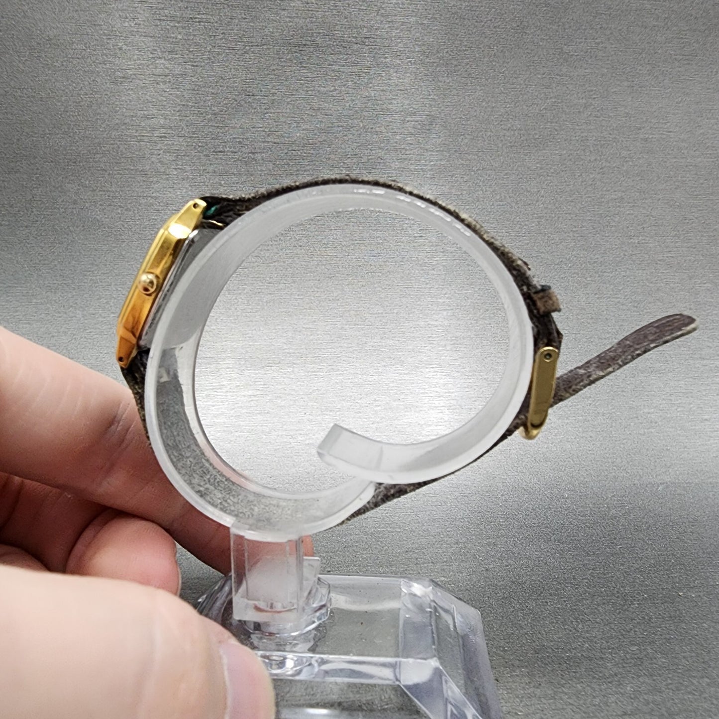Seiko Tank Watch Women 20mm Champagne Dial Gold Tone 2p21-5220 New Battery