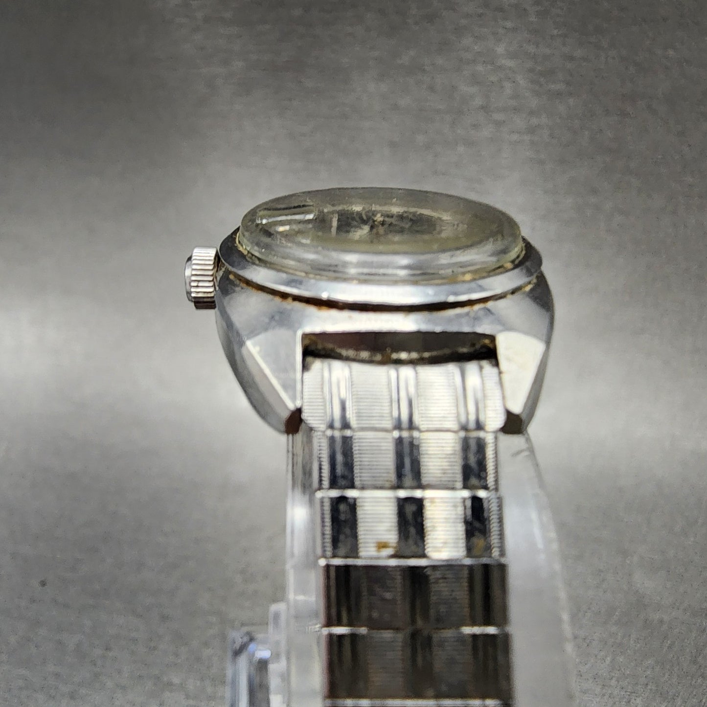 Seiko Automatic Watch Women 23mm Black Dial Silver Tone Date 2517-0221 PARTS