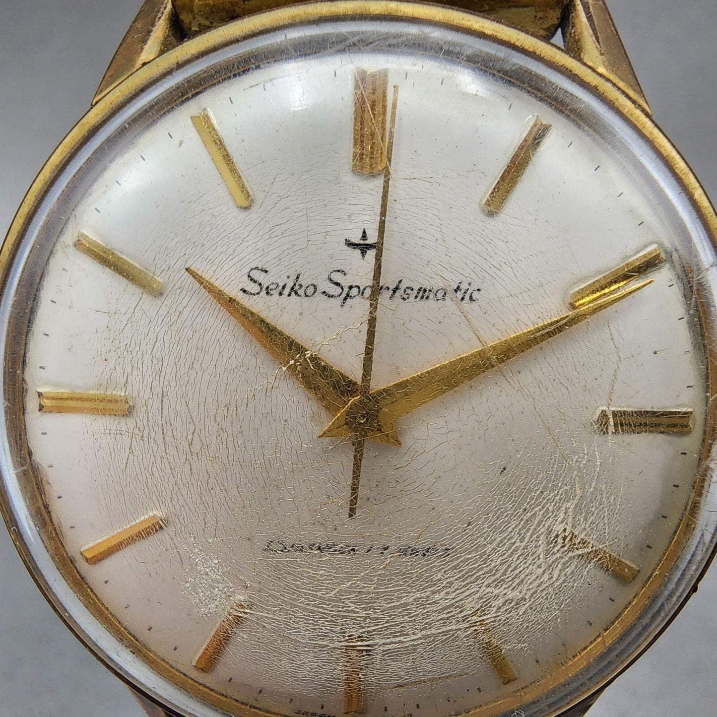 Seikosportsmatic Watch Men 35mm White Dial Gold Tone Automatic 15017 Runs READ!!