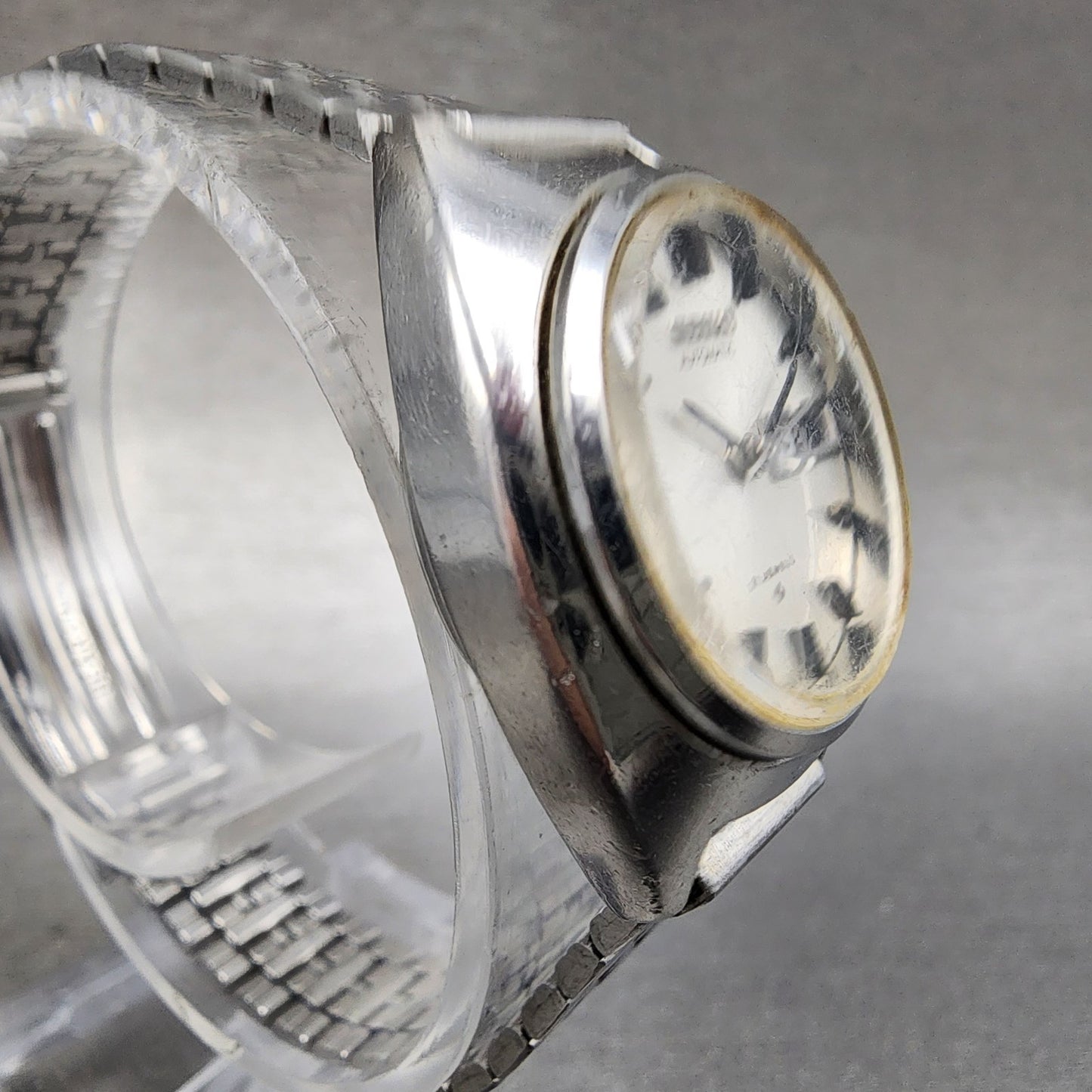 Seiko Automatic Watch Women 24mm Silver Dial Silver Tone Daydate 2706-0080 Runs