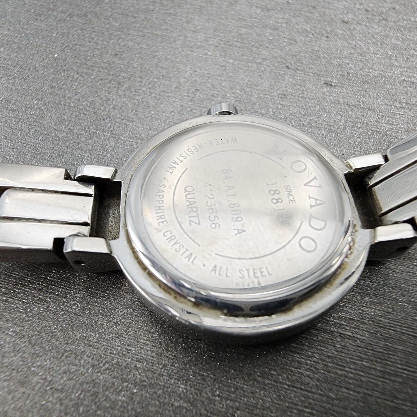Movado Harmony Watch Women 23mm Black Dial Silver Tone 84.a1.809.a New Battery