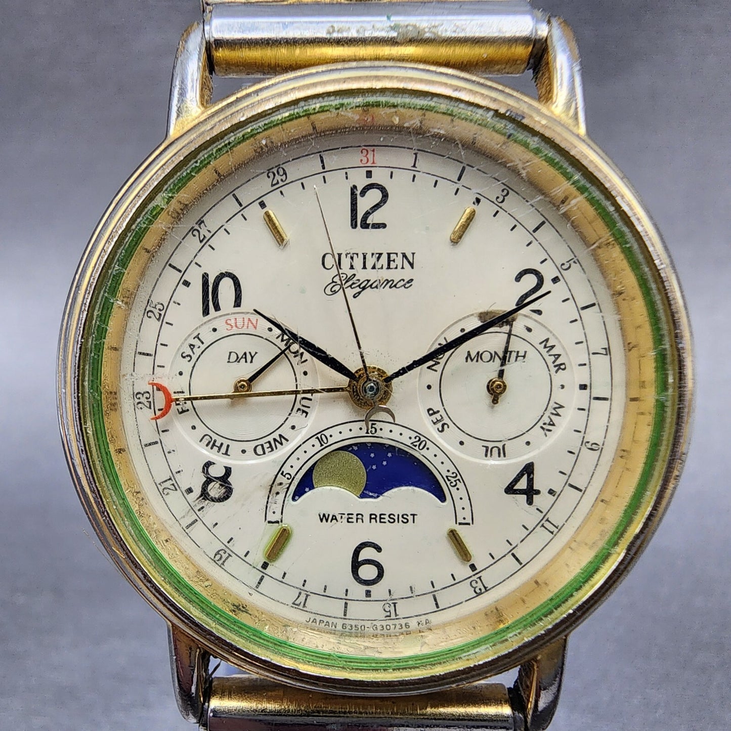 Citizen Elegance Moonphase Watch Men 35mm Cream Dial Gold Tone 6350-G30241 PARTS