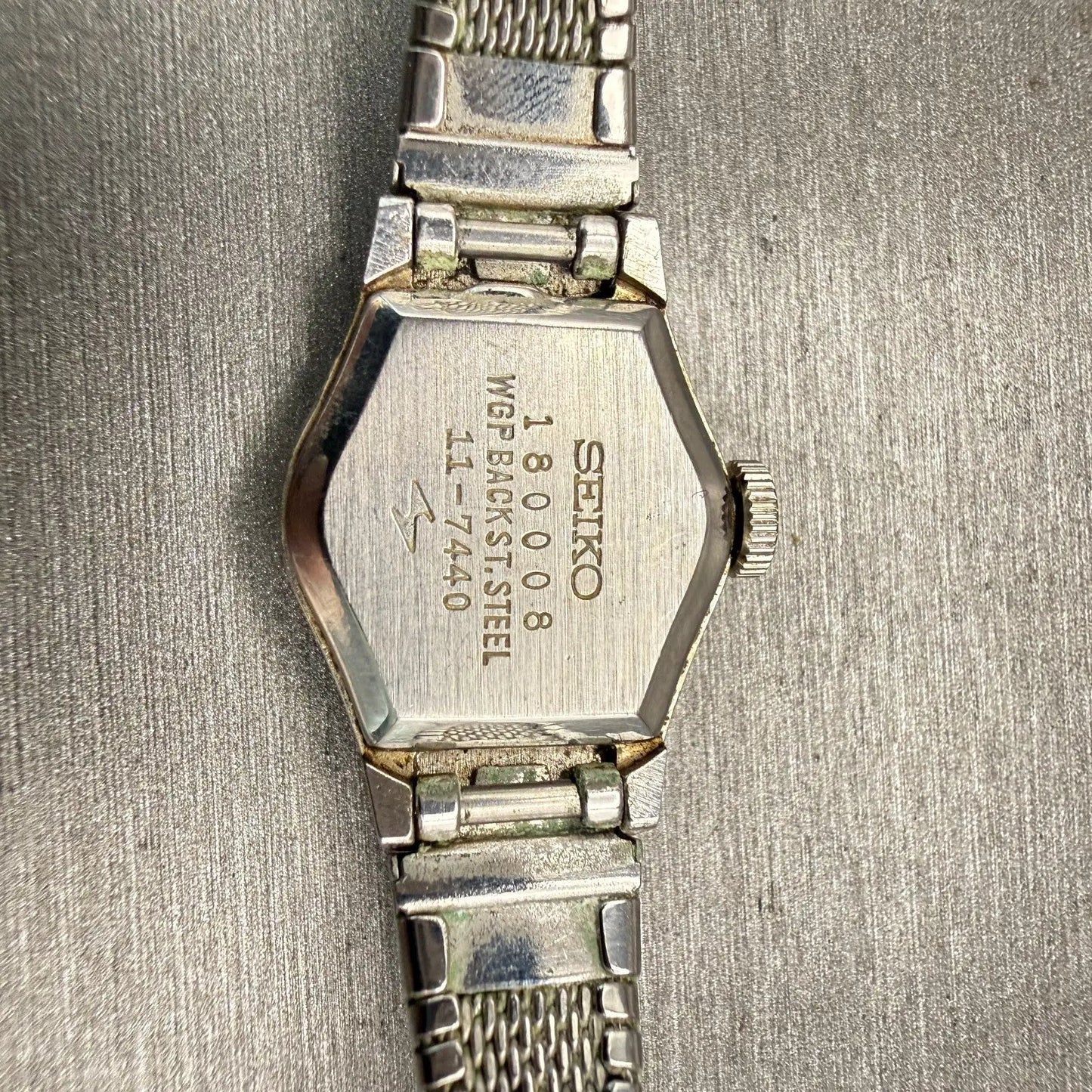 Seiko Watch Women 18mm Silver Dial White Gold Plated Oval 11-7440 Manual Runs10