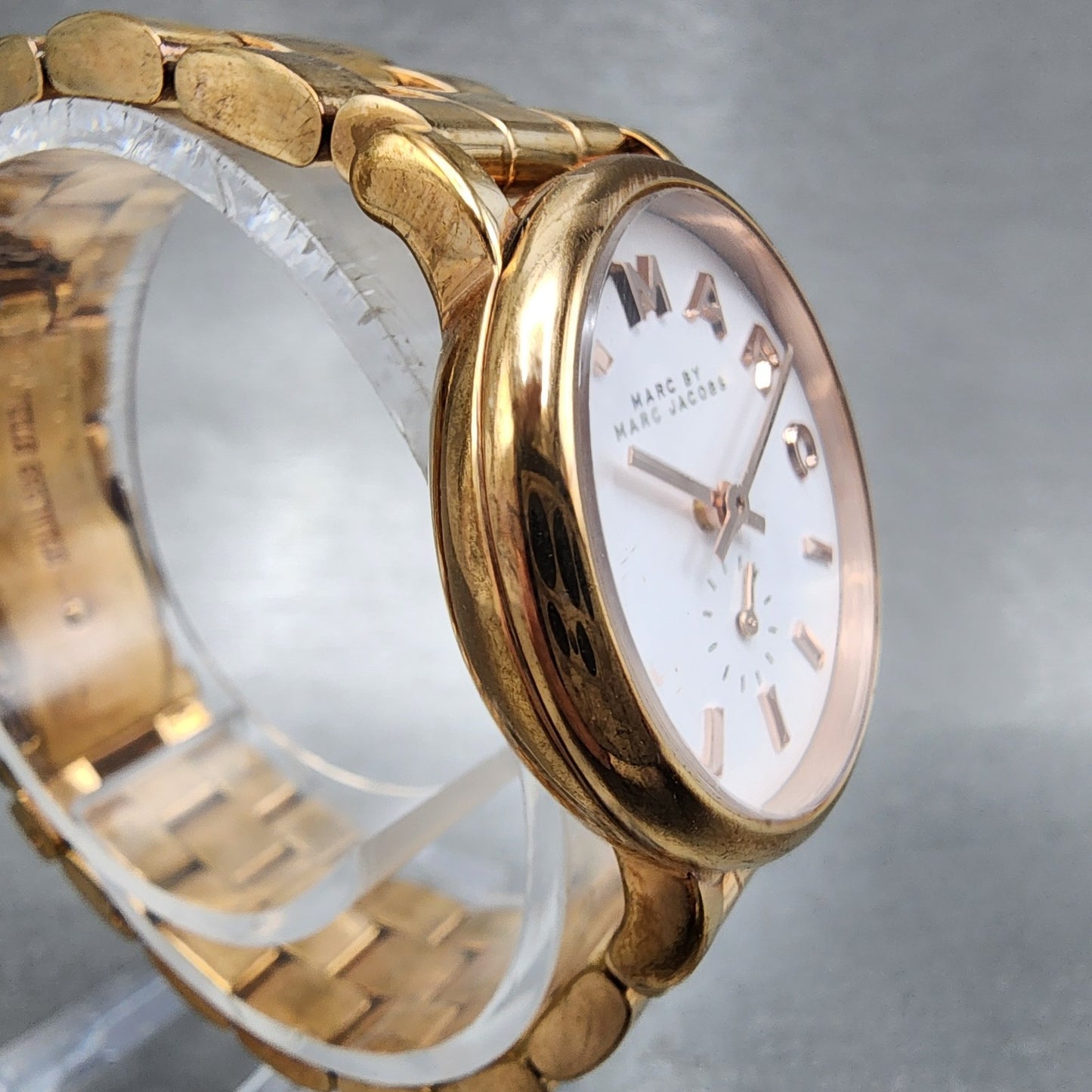 Marc By Marc Jacobs Watch Women 28mm White Dial Rose Gold Tone Round New Battery