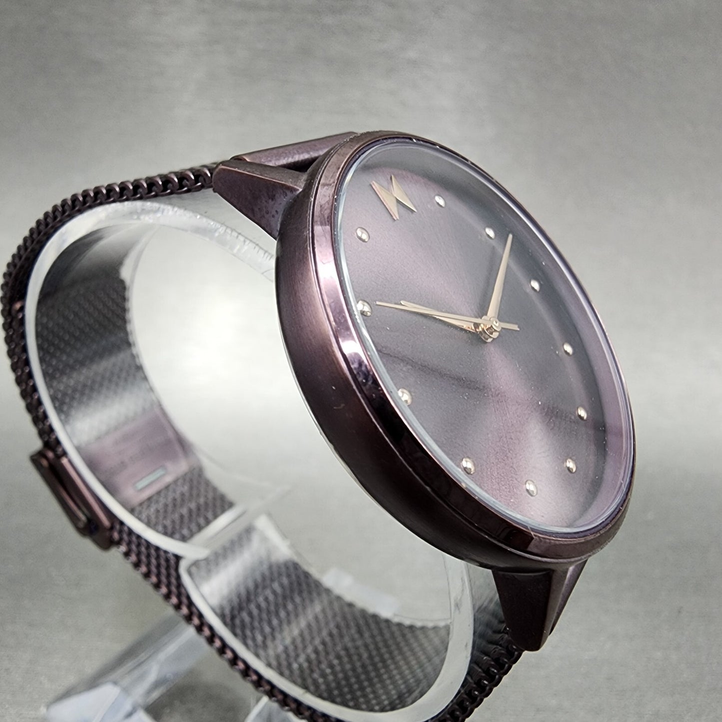 MVMT Dot Watch Women 36mm Purple Dial Purple Tone Round Mesh Band New Battery