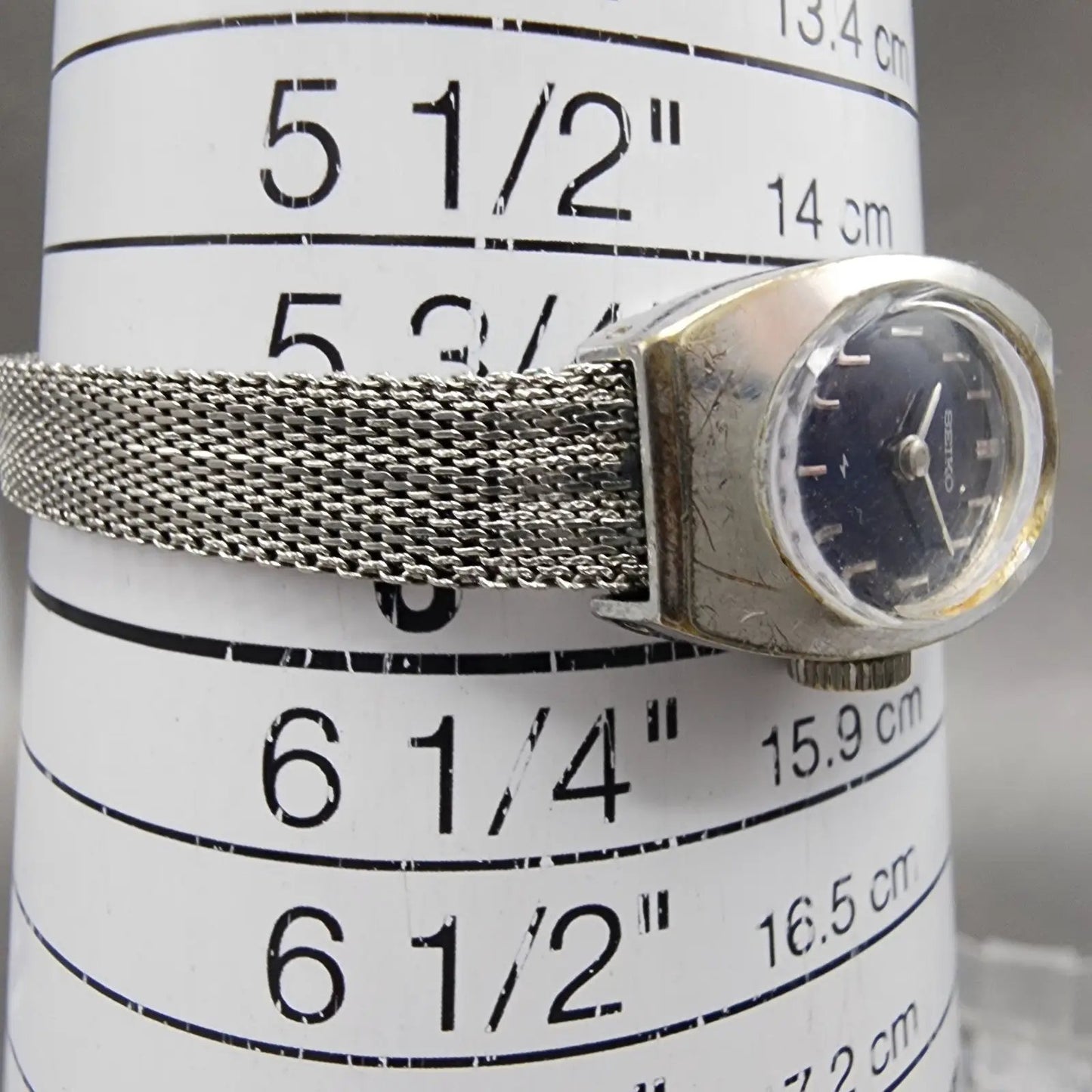 Seiko Watch Women 15mm Blue Dial Silver Tone Manual Wind Rectangle 11 Runs10