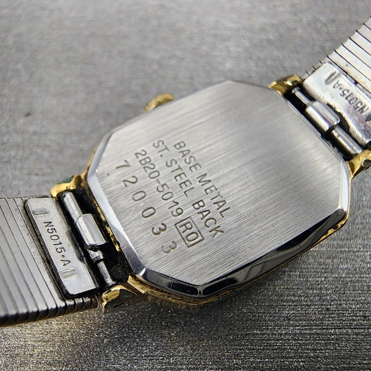 VTG Seiko Watch Women 17mm Black Dial Gold Tone Octagon 2B20-5019 New Battery