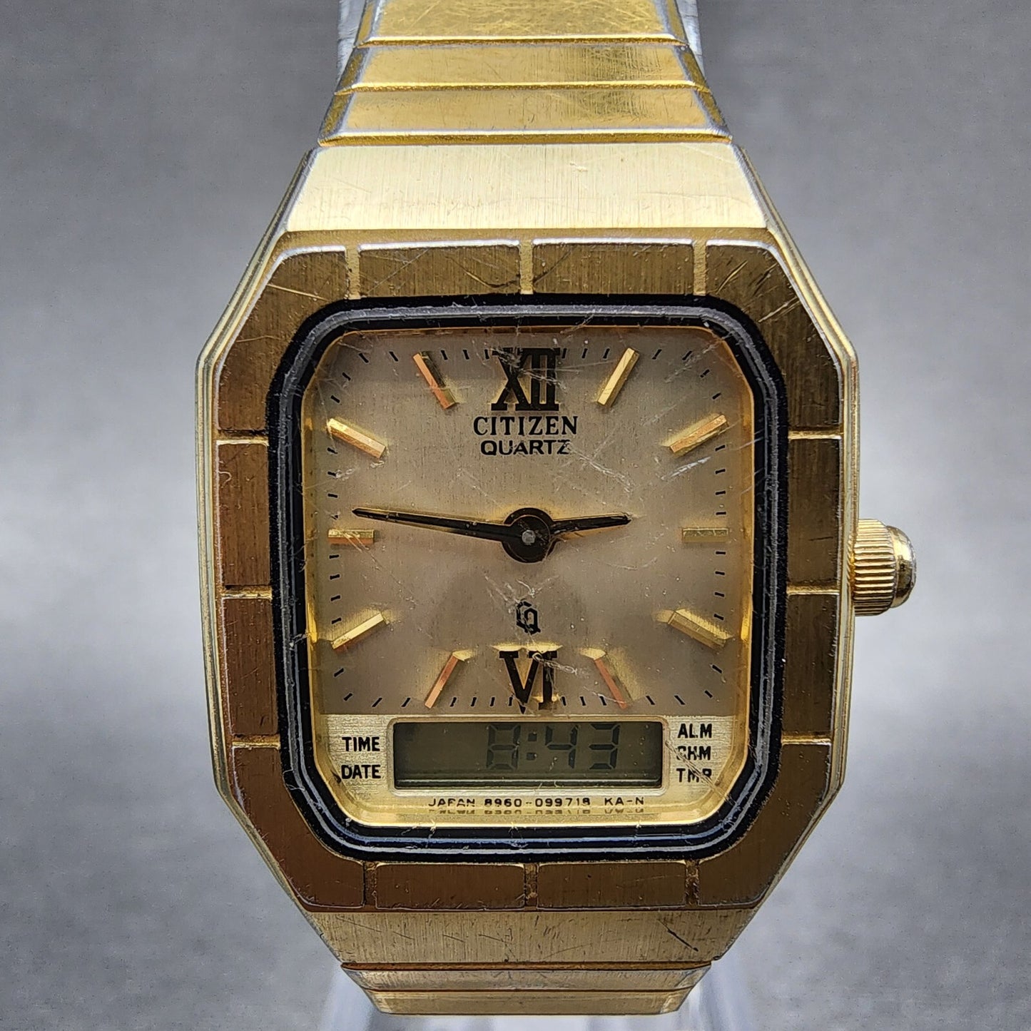 Citizen Analog Digital Watch Women 23mm Champagne Dial Gold Tone New Battery