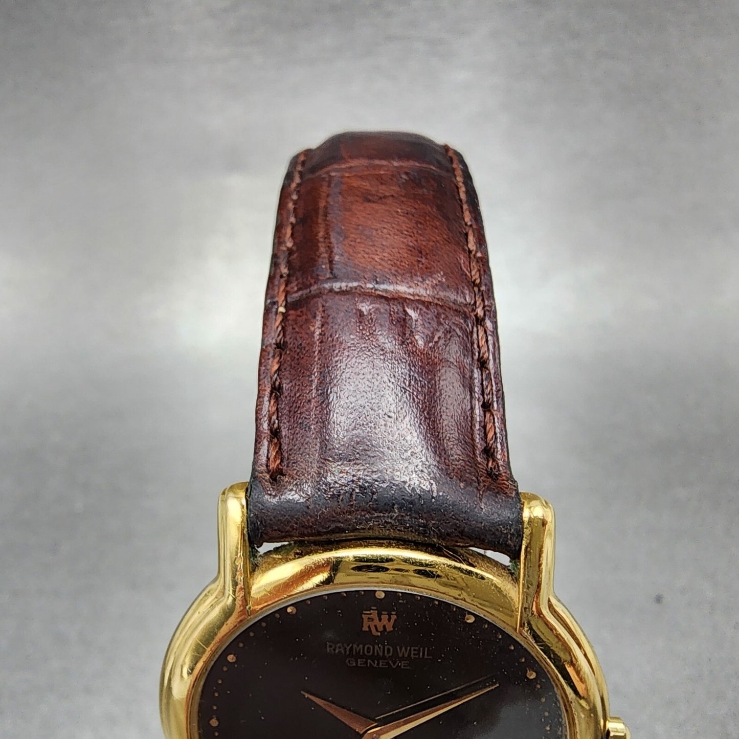 Raymond Weil Watch Men 32mm Black Dial Gold Plated Round 114 New Battery