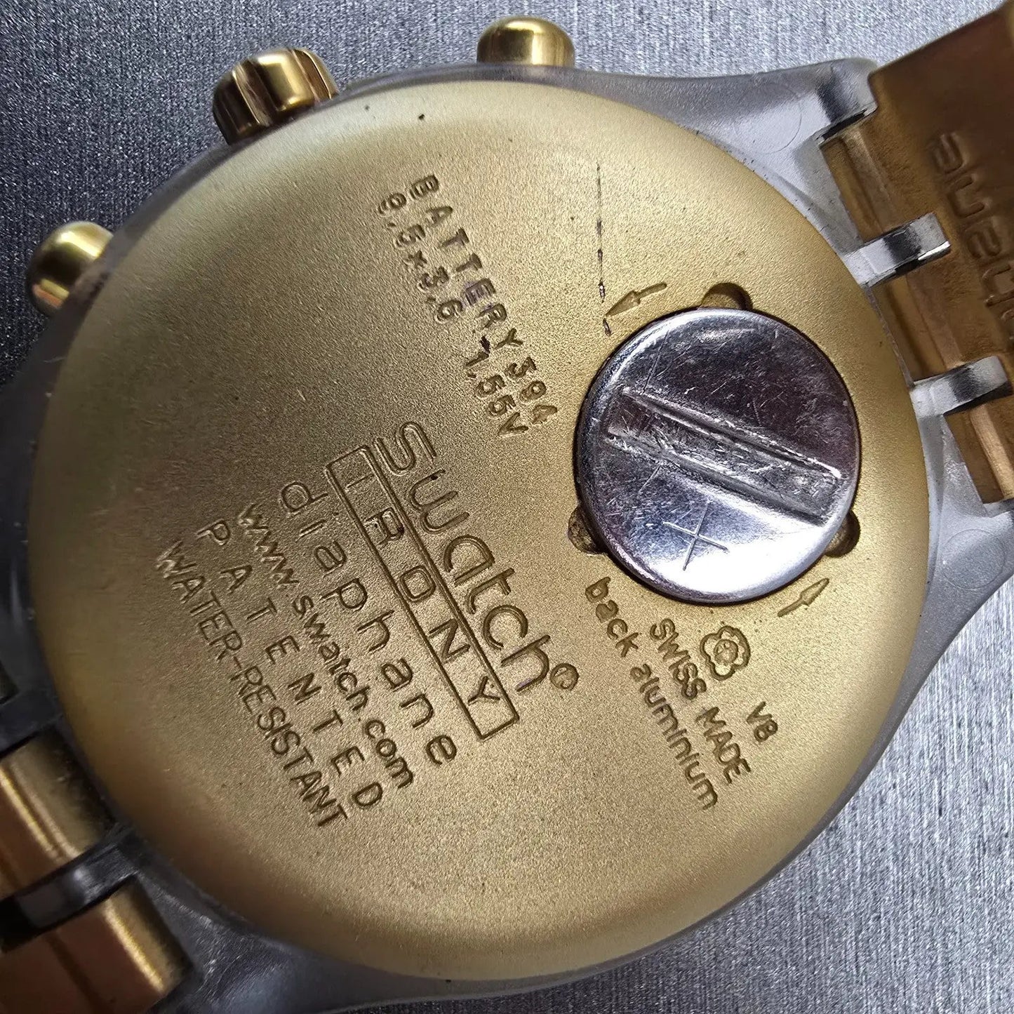 Swatch Irony DIAPHANE FULL BLOODED Chronograph Watch Men Gold Dial READ New Batt10