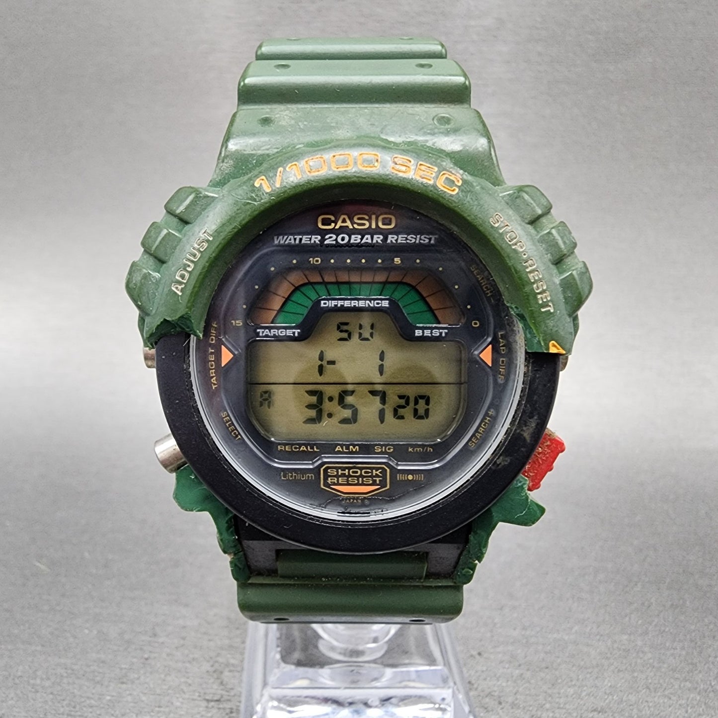 Casio G-Shock DW-6000 Watch Men 48mm Digital Green Tone Chronograph New Batt