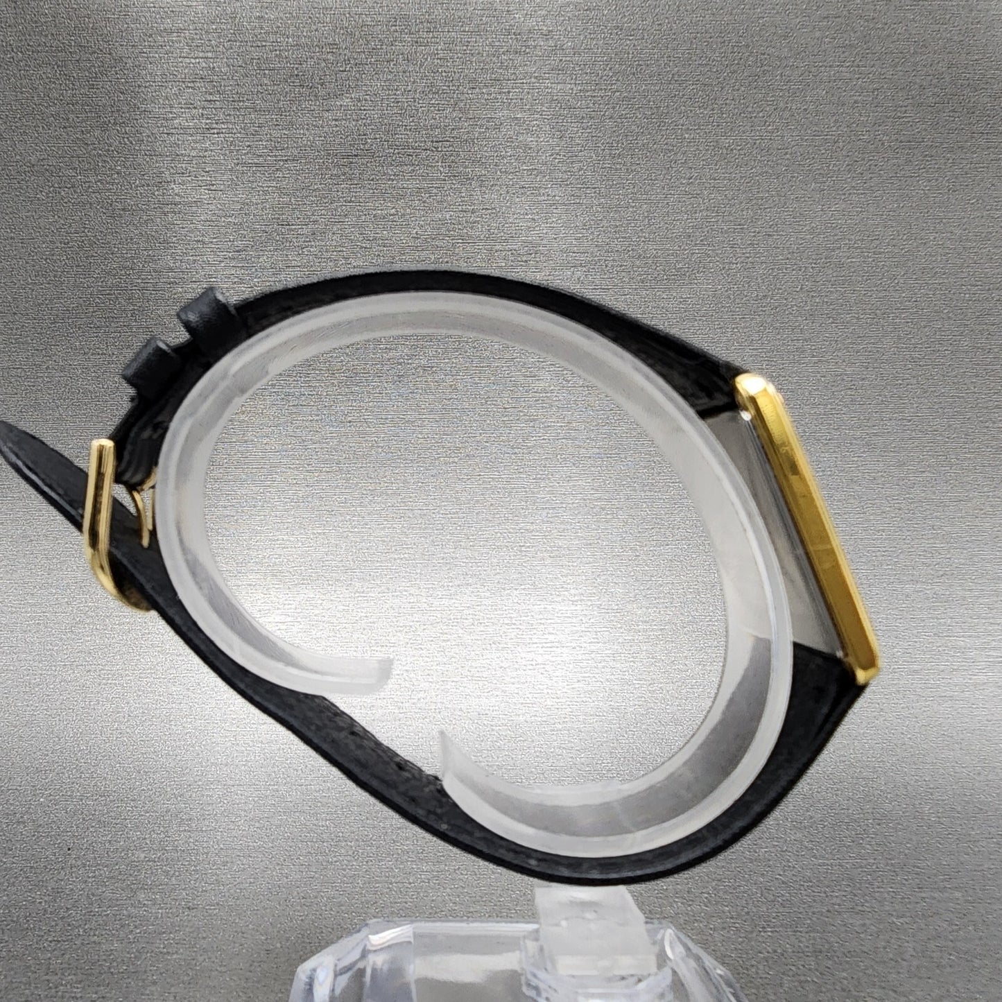 Pulsar Tank Watch Men 24mm Black Dial Gold Tone Rectangle V320-5059 New Batt