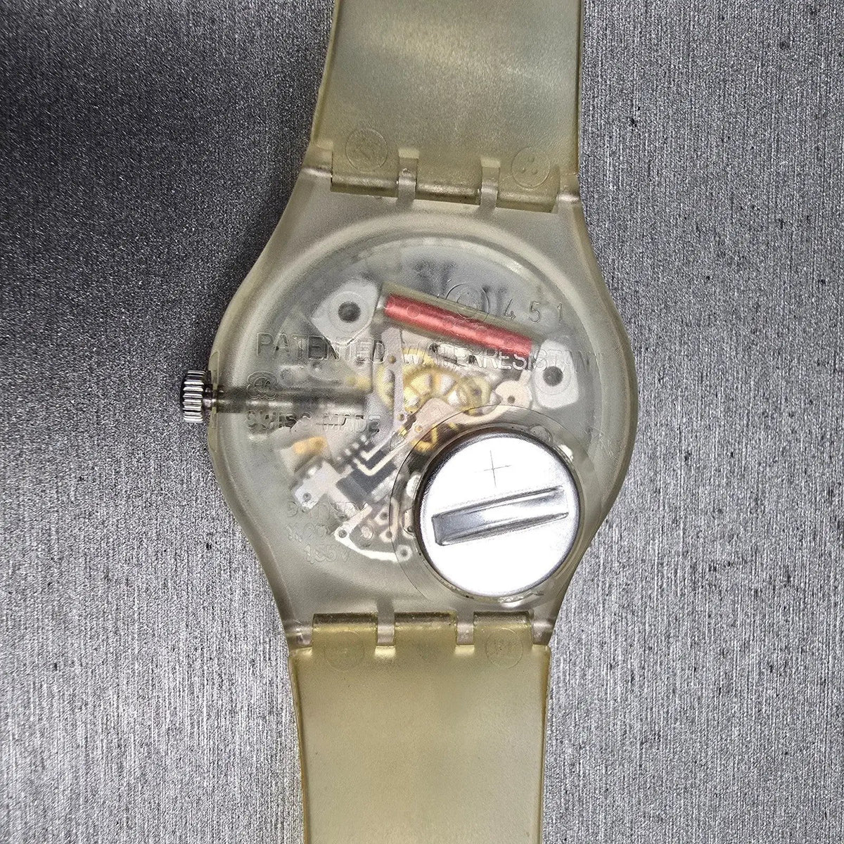 Swatch Transparent Watch Men 34mm Skeleton Dial Clear Case Round GK209 New Batt10