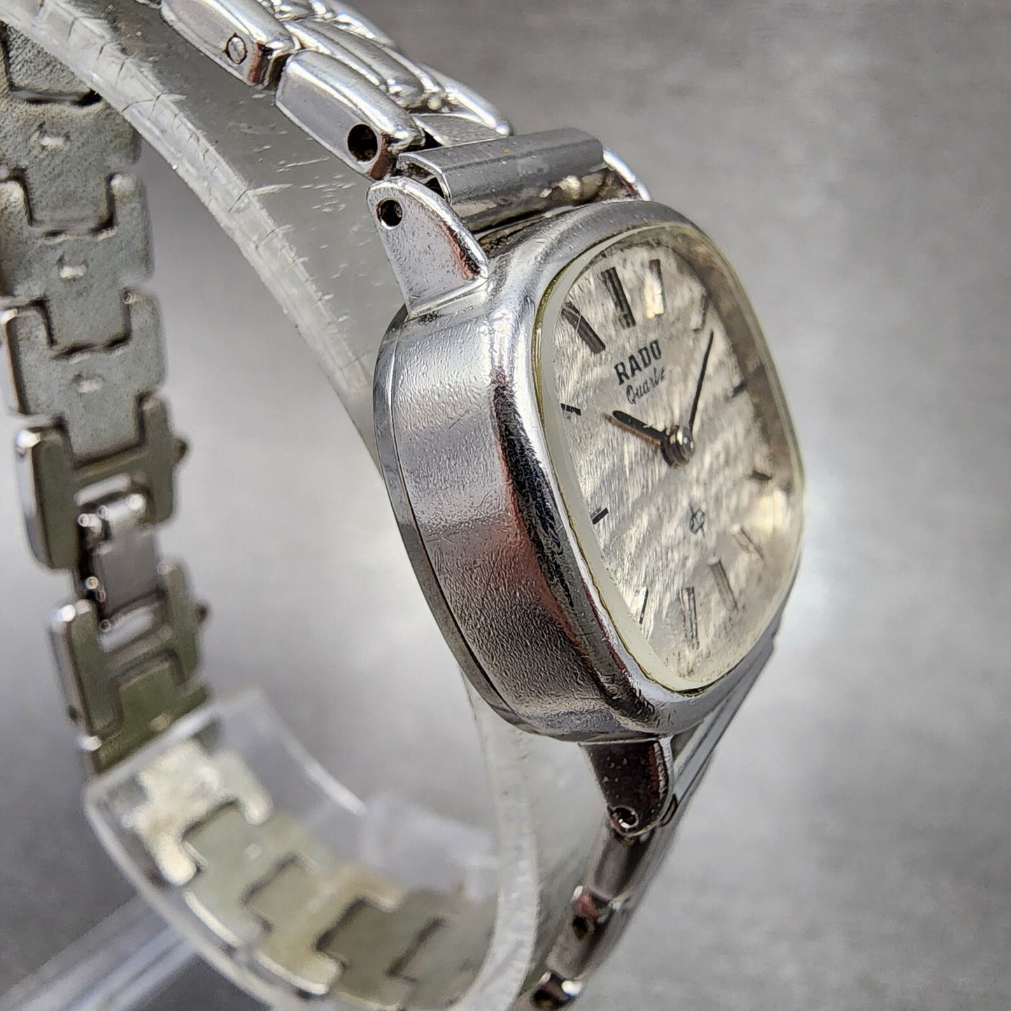Rado Watch Women 24mm White Texture Dial Steel Rectangle New Battery Vintage