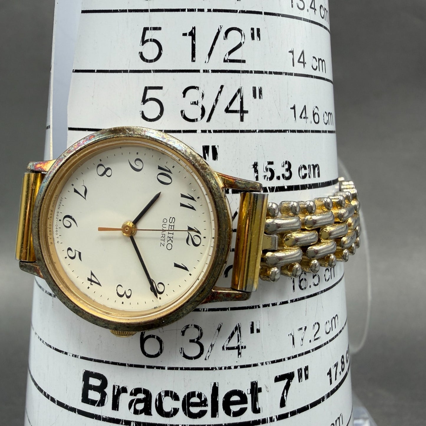 Seiko Watch Women 25mm White Dial Gold Tone Round 5421-0090 New Battery VTG 310