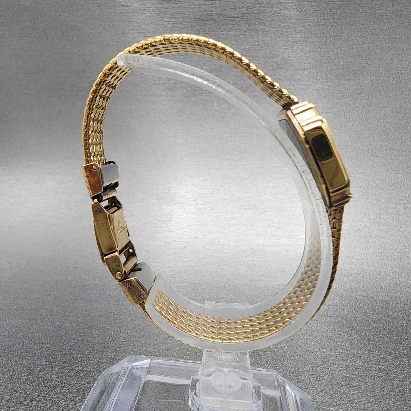 Seiko Exceline Watch Women 20mm Gray Dial Gold Tone 1221-5080 New Battery