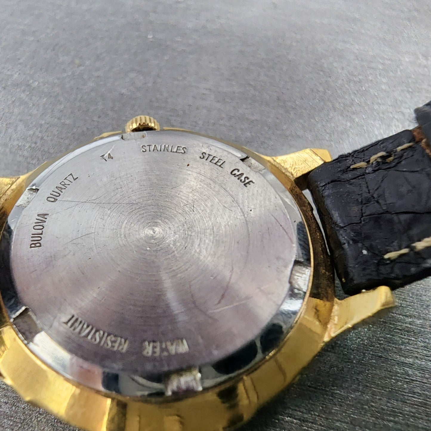 Bulova Marine Star Dive Watch Women 28mm Black Dial Gold Tone Date 98M31 PARTS10
