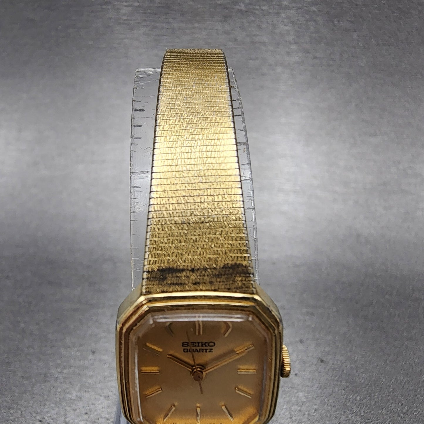 Seiko Watch Women 20mm Champagne Dial Gold Tone Octagon 1421-5619 New Battery