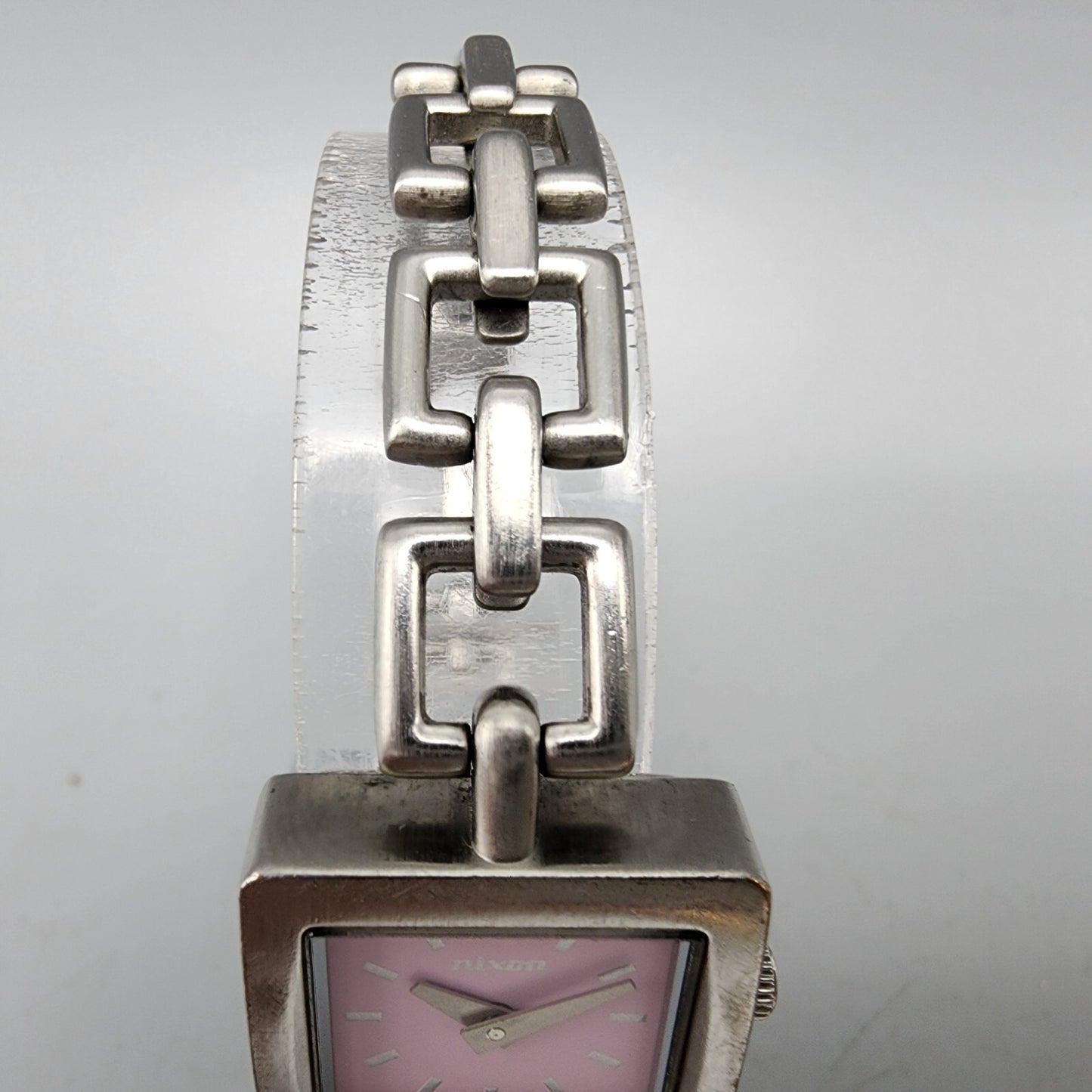 Nixon The Charm Watch Women 19mm Pink Dial Silver Tone Square New Battery