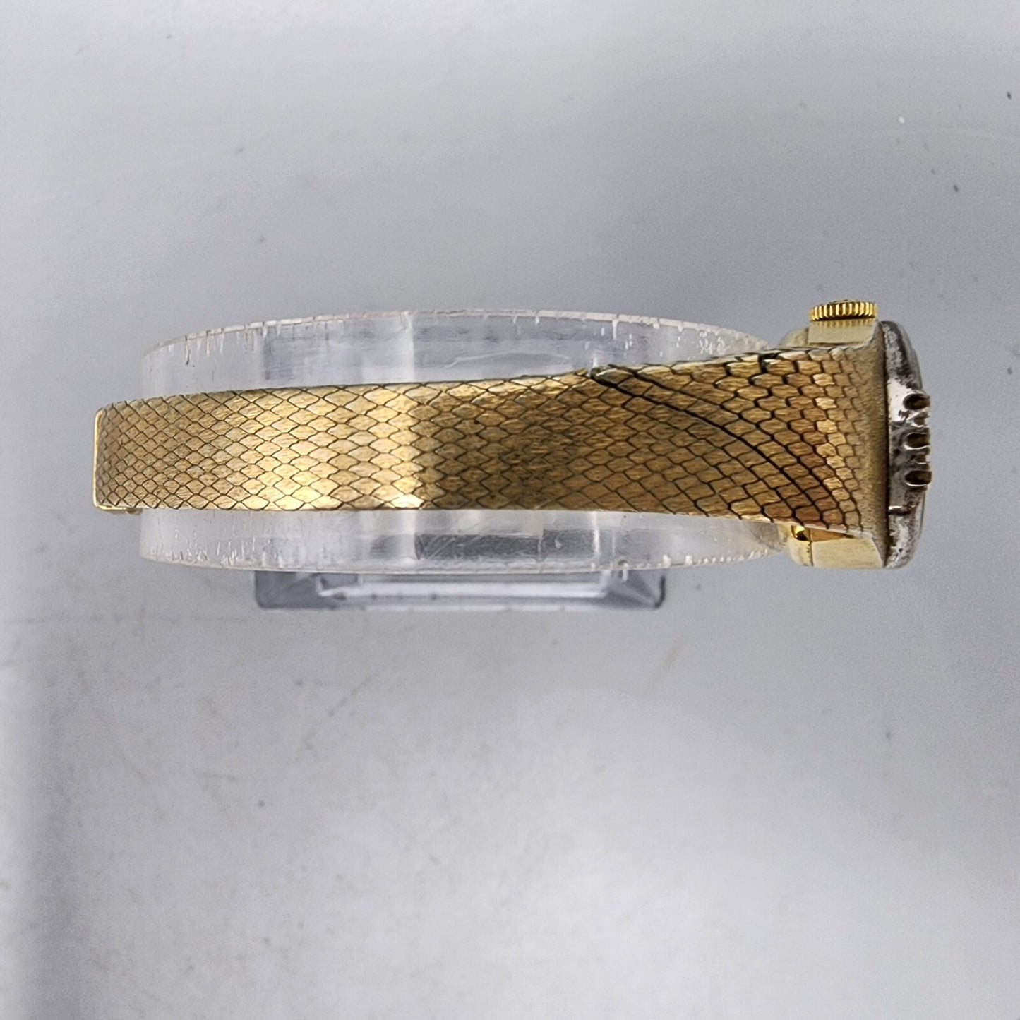 VTG Bulova Accutron Watch Women Gold Tone Gold Dial Diamond Bezel New Battery