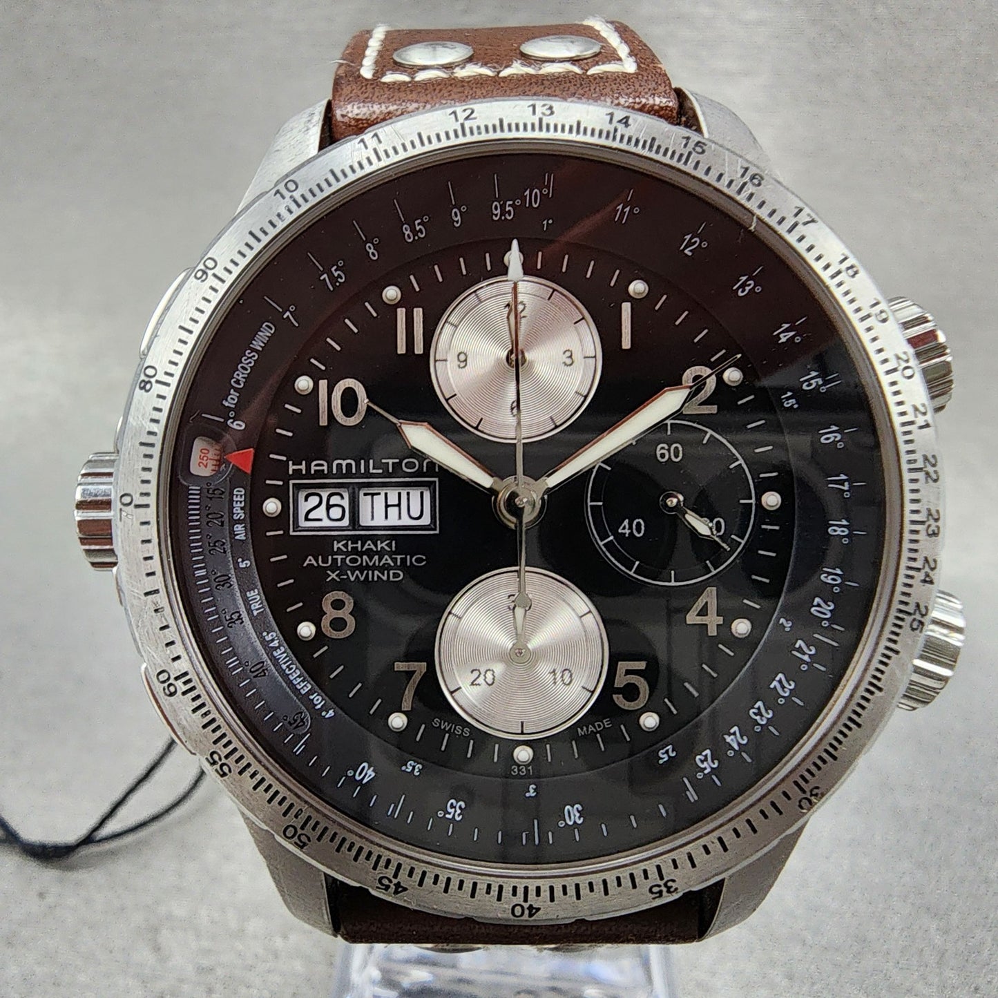 Hamilton Aviation X-Wind Chronograph Watch Men 44mm Black Dial Steel Date Runs