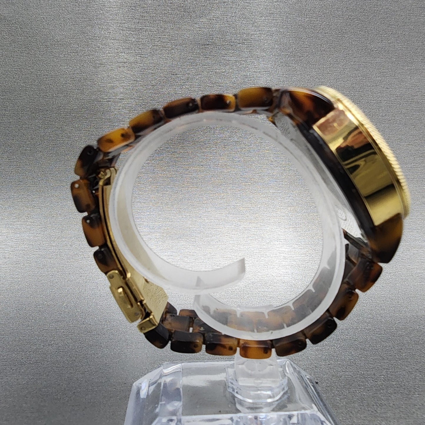 Michael Kors Watch Women 37mm Brown Dial Gold Tone Tortas Daydate New Battery