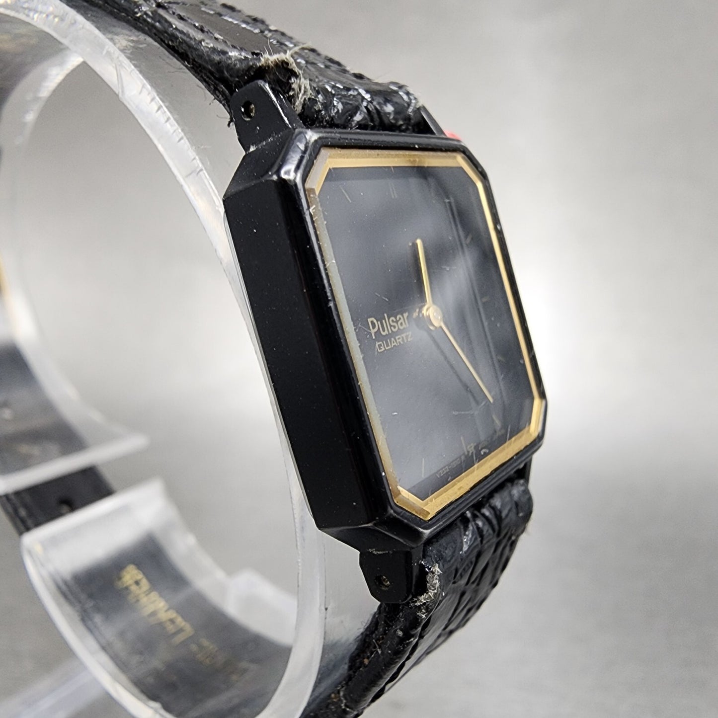 Pulsar Watch Women 20mm Black Dial Black Tone Octagon V232-5930 New Battery