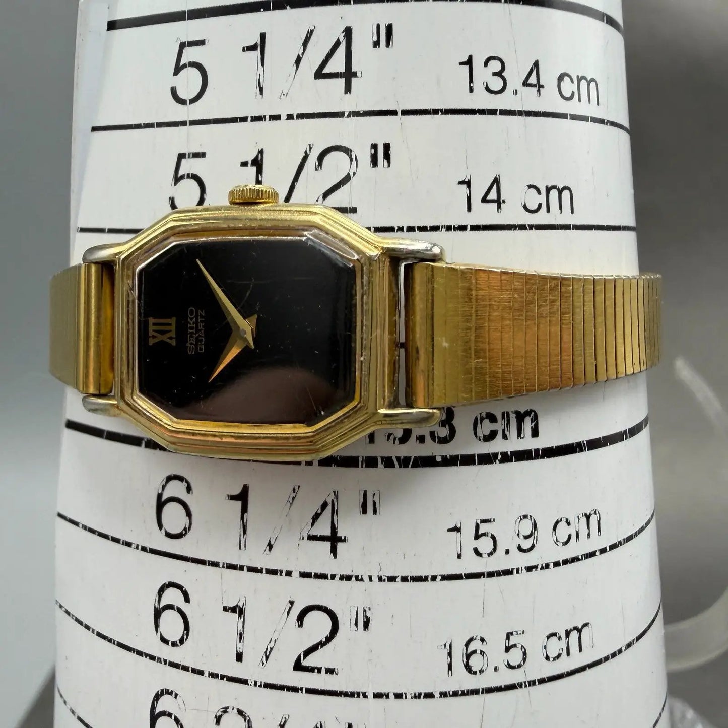Seiko Watch Women 16mm Brown Dial Gold Tone Octagon 2c20-5760 New Battery VTG 6F11