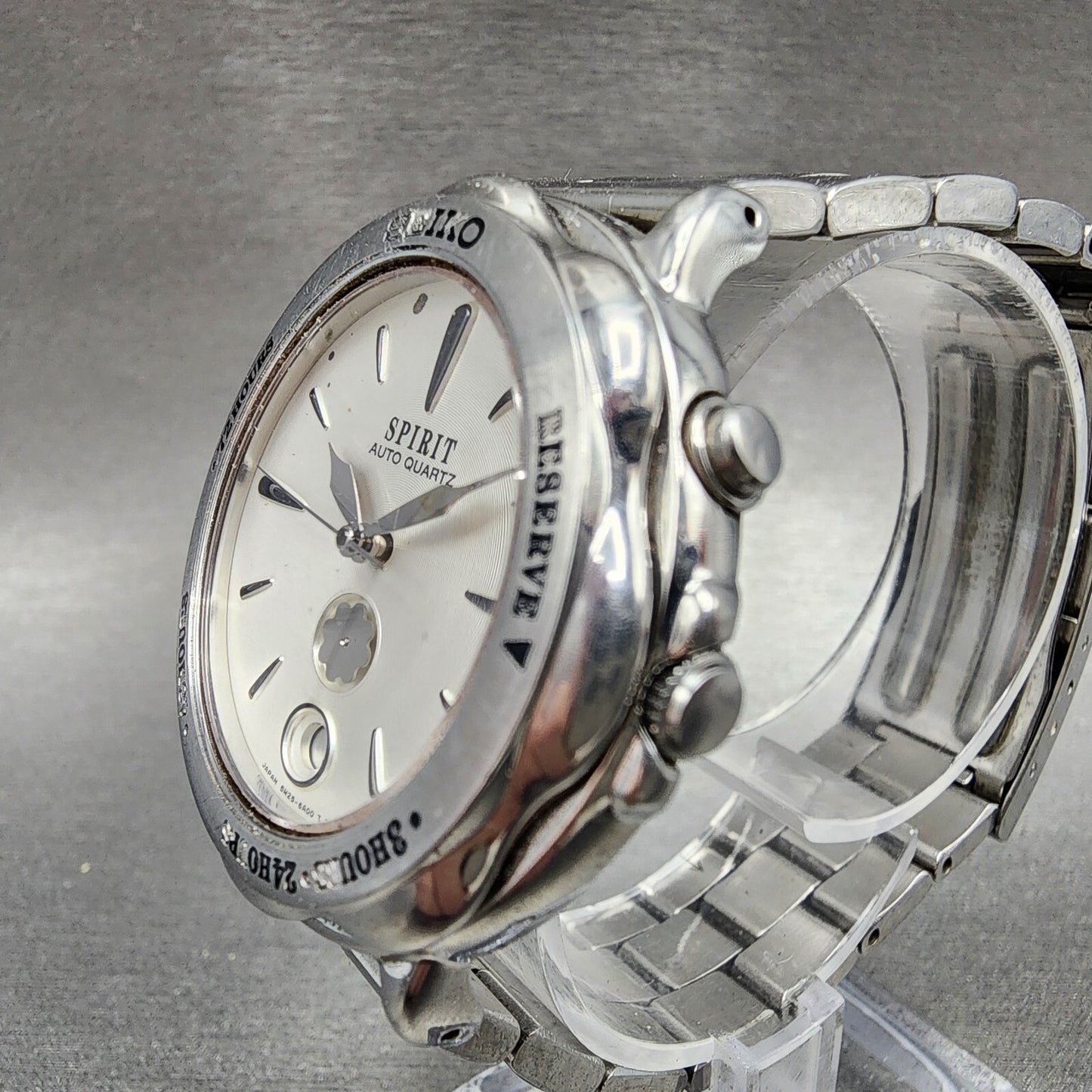 Seiko Spirit Auto quartz Watch Men 38mm White Dial Steel Date 5M25-6A00 PARTS