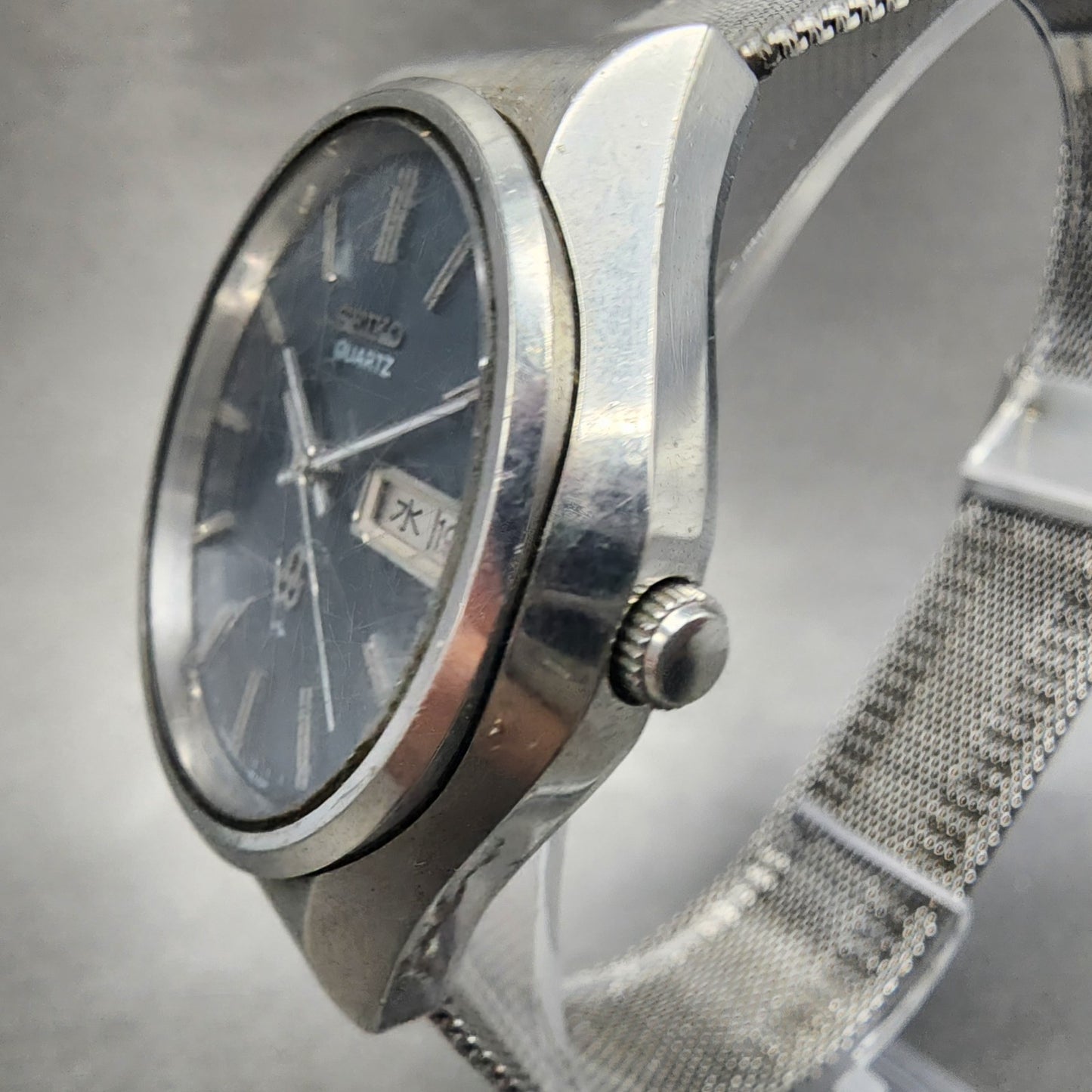 Seiko Watch Men 36mm Blue Dial Silver Tone Daydate 0843-8041 New Battery